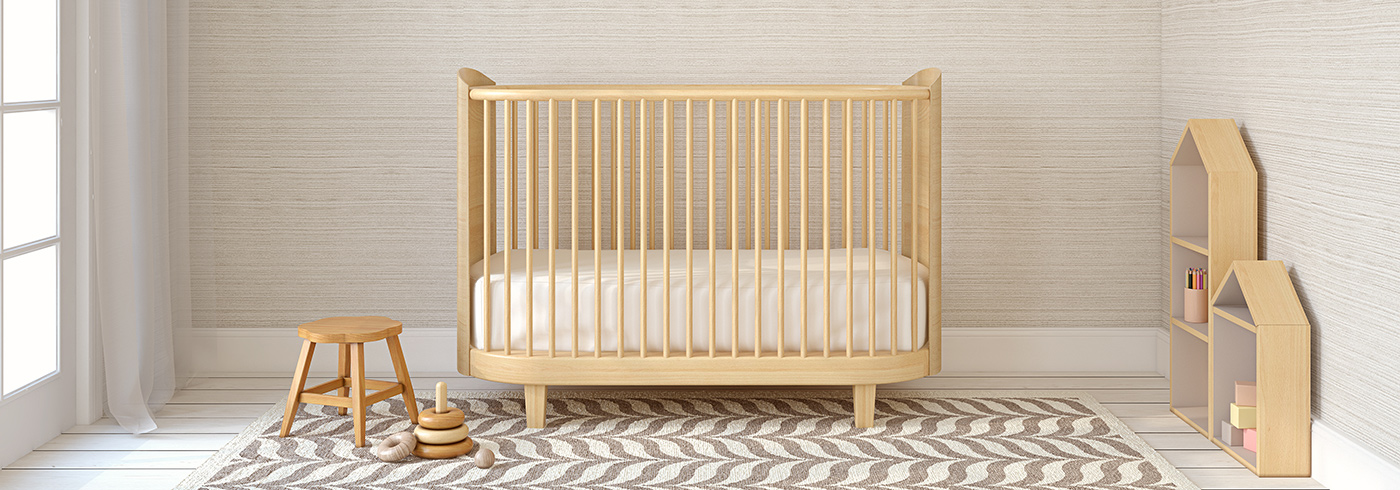A crib in baby's bedroom.