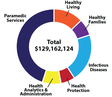 Pie chart showing Health Department expenditures by program.