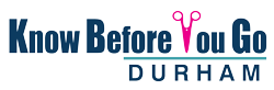 Know Before You Go Durham logo.