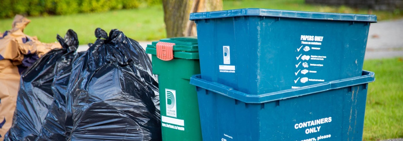 Durham Region curbside collection bins and garbage bags