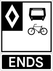 Sign indicating reserved lanes are ending