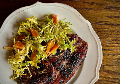 Chimichurri Pork Chops with Spicy Carrot Frisée Salad by Chef Alex Page
