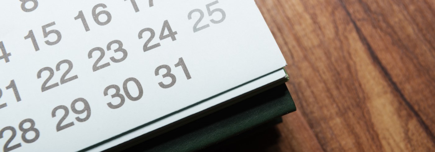 Calendar on a wooden table