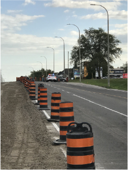 A picture of traffic cones on a road
