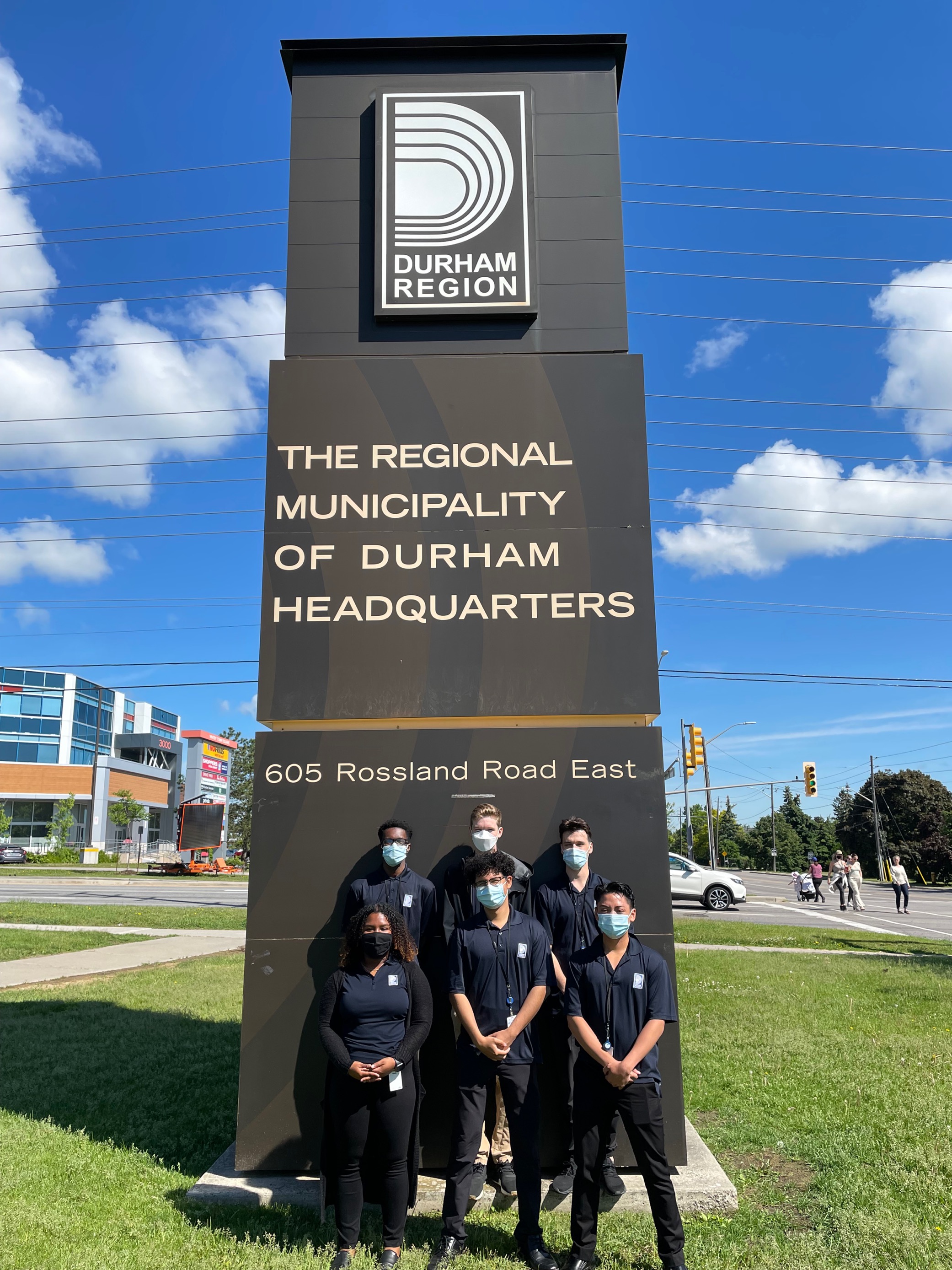 A picture of students standing in front of Regional Headquarters