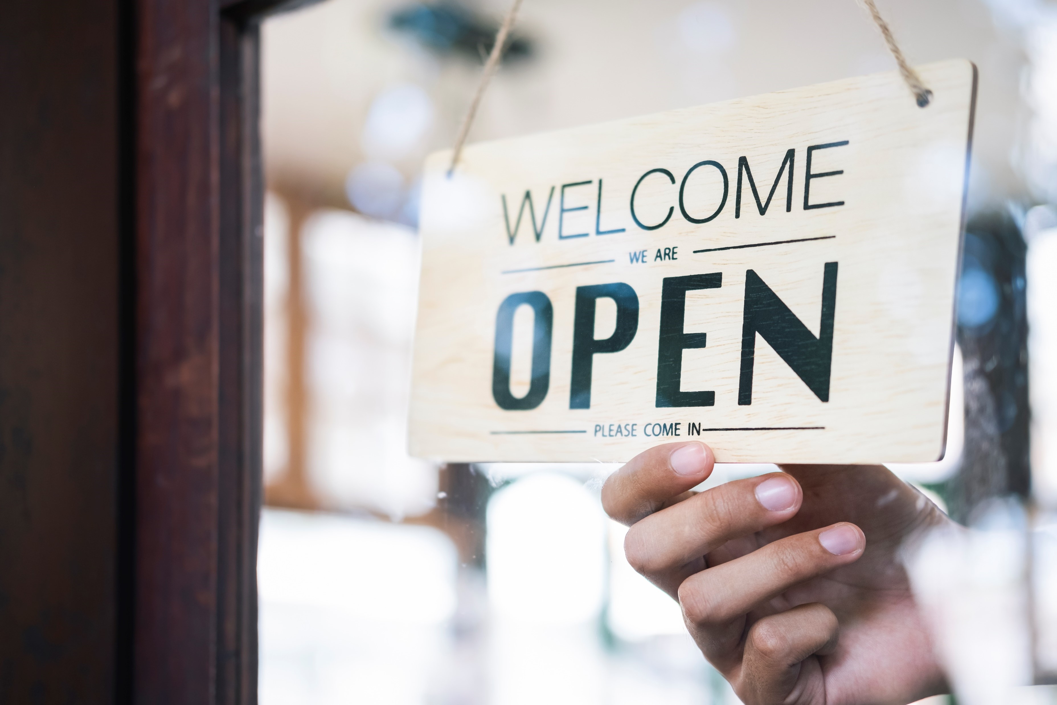 Welcome and open sign