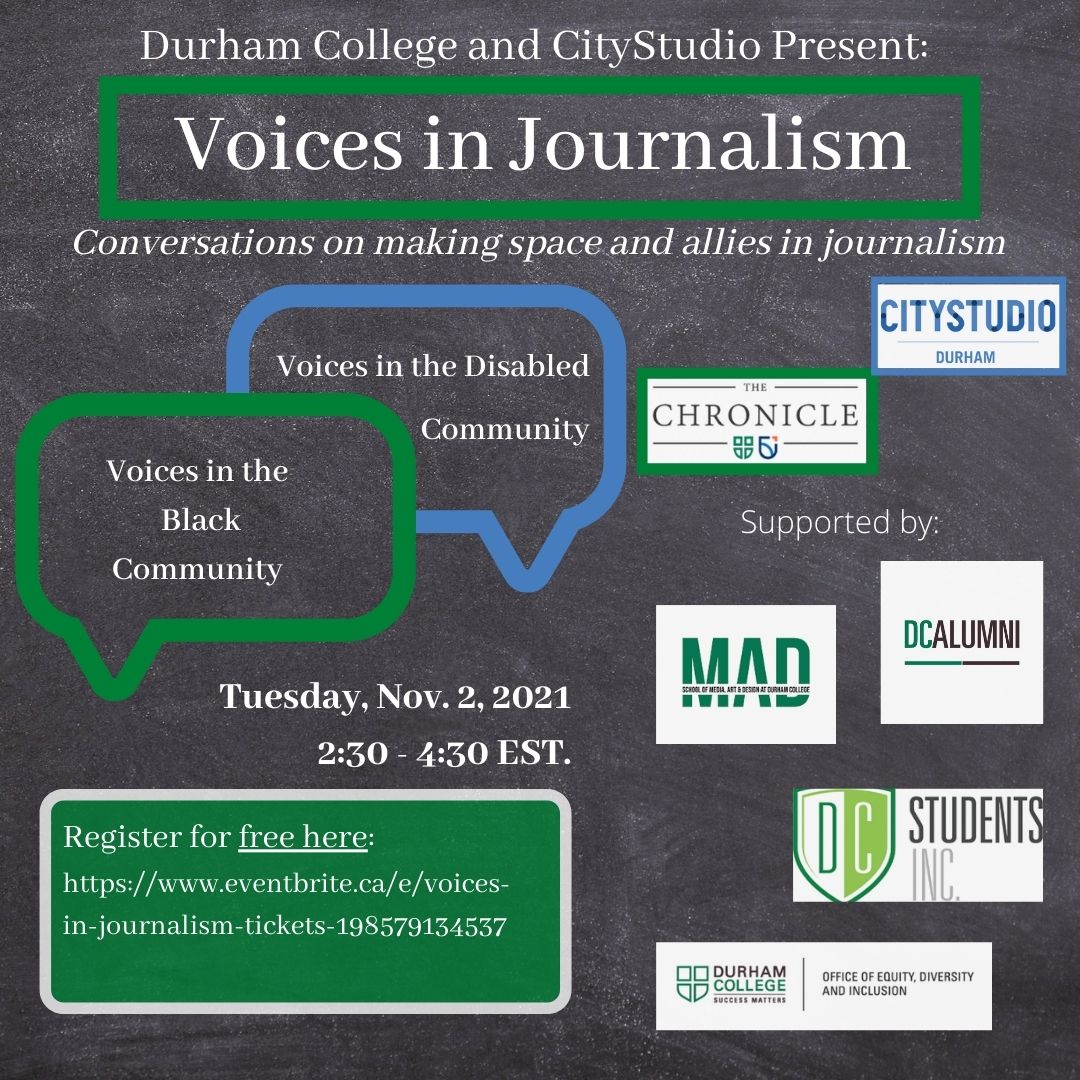 A poster advertising Durham College's EDI in Durham online panel.