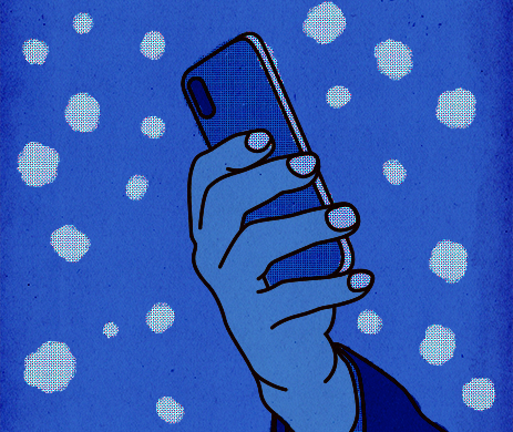 An icon of a hand holding a cell phone