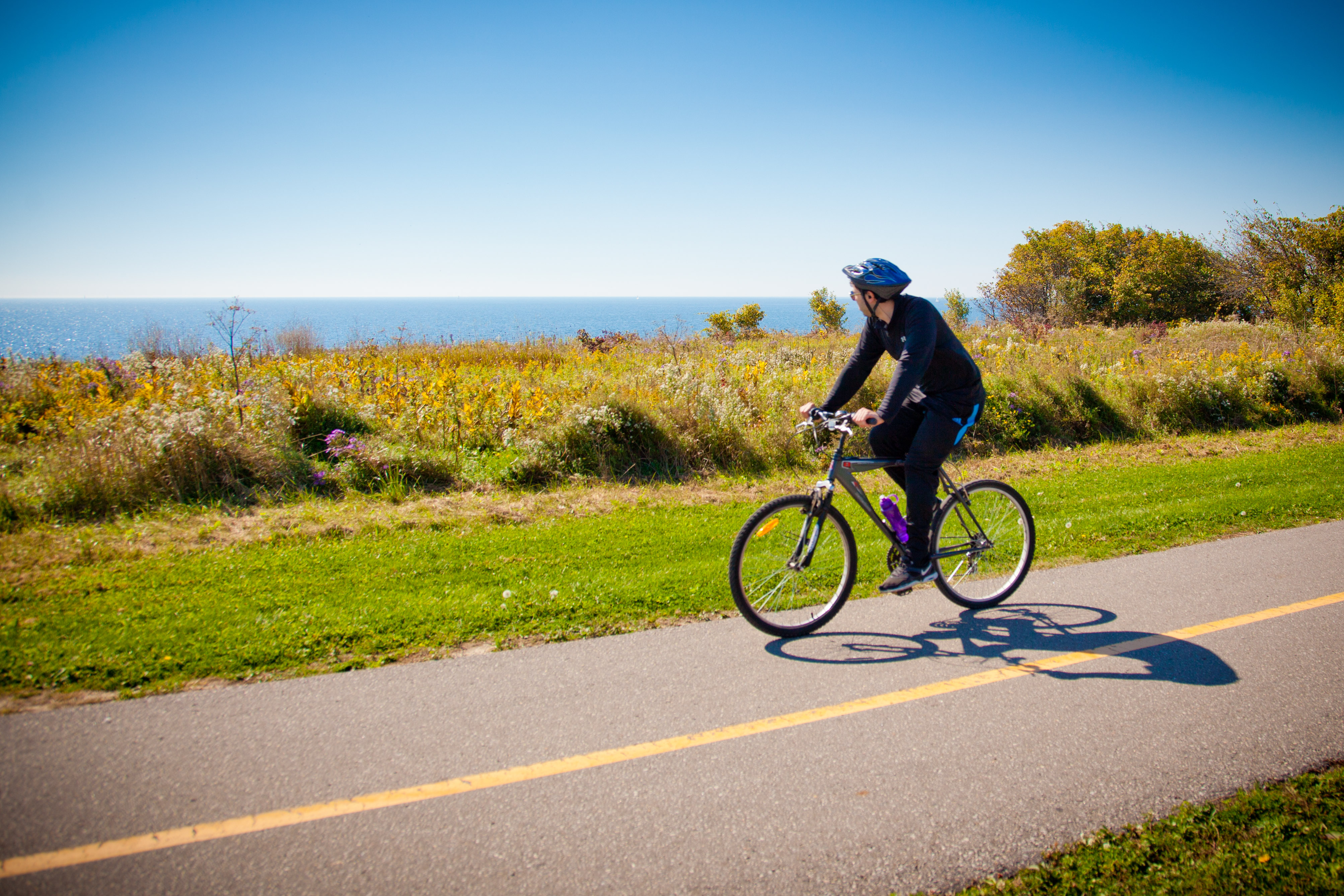 Man Cycling on Whitby Waterfront Trail