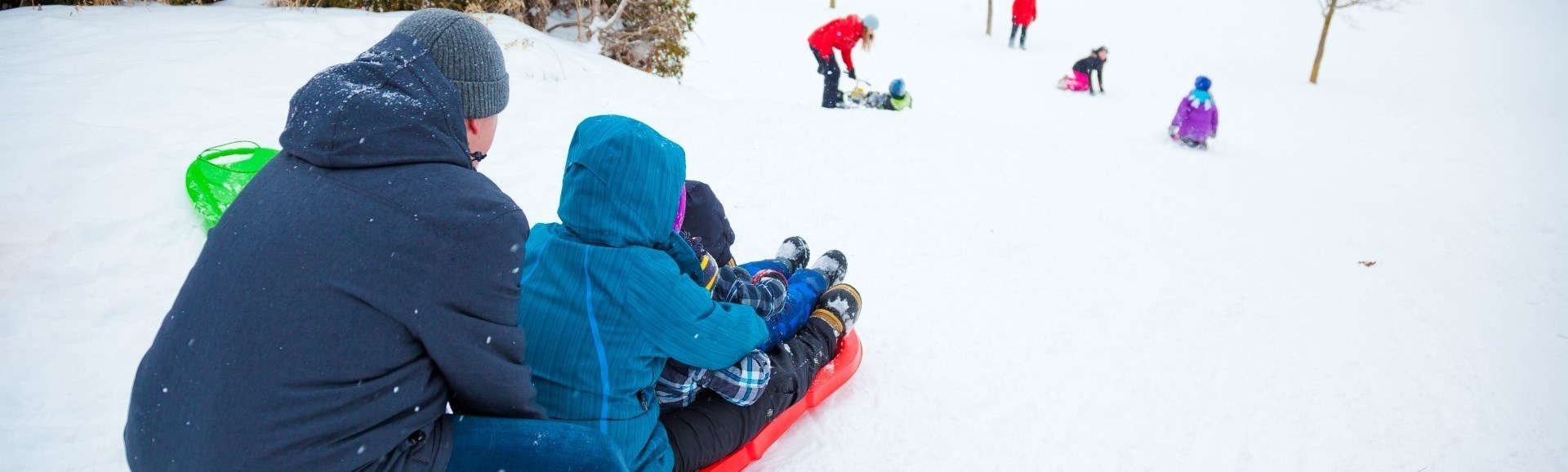Family tobogganing 