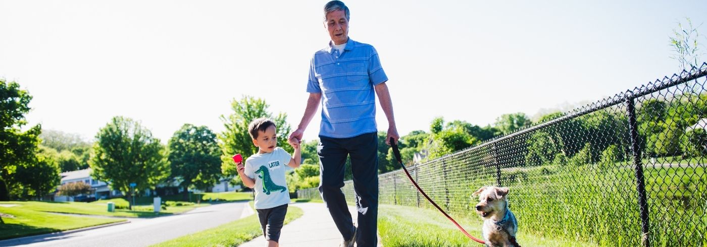 Man and child walking