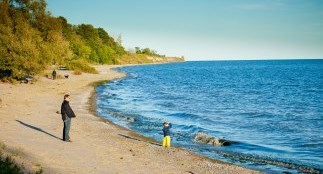 Man and son at the beach