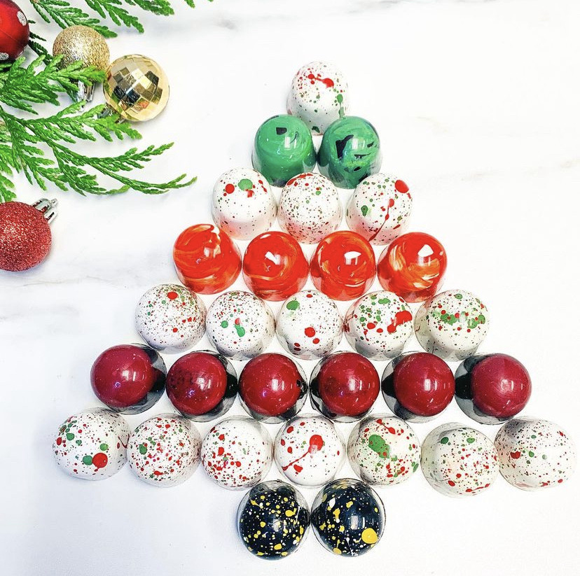 Image of colourful bon bon candies in the shape of a Christmas tree