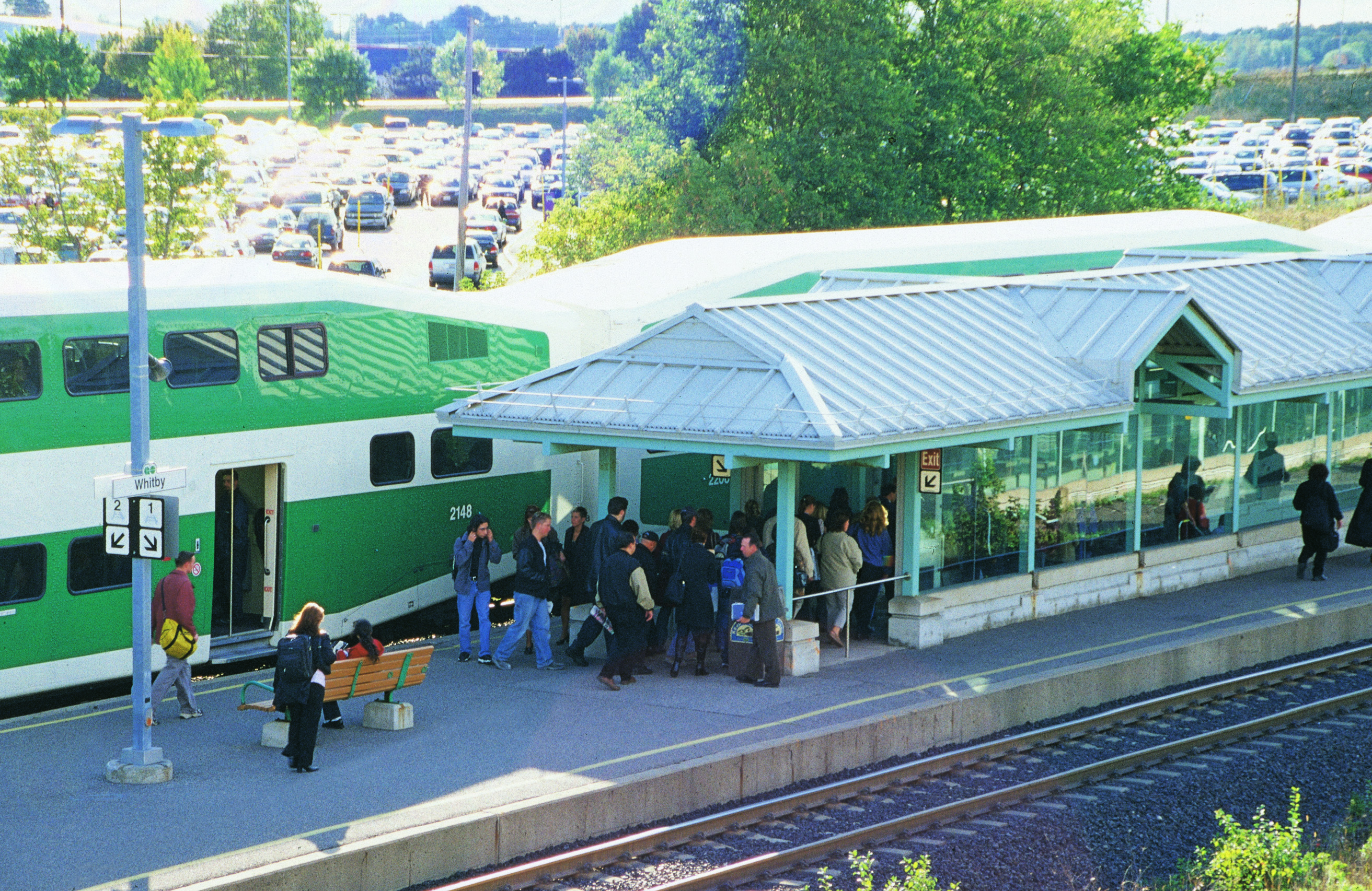 Riders boarding the GO Train