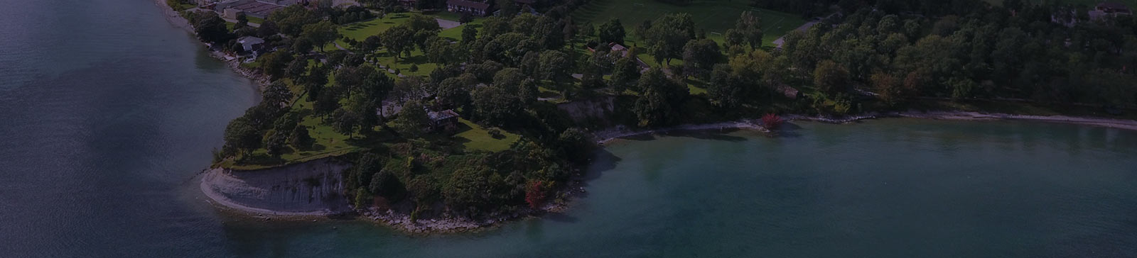 Aerial shot of the shoreline in Oshawa.