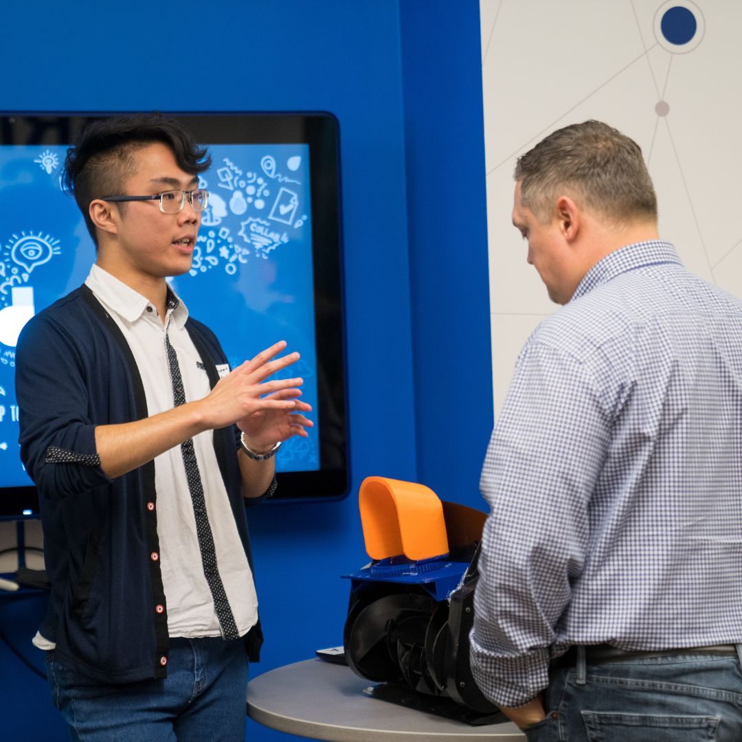 Student presenting an idea at Brilliant Catalyst, Ontario Tech University in Durham Region, Ontario, Canada
