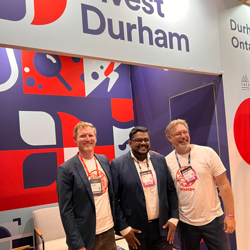 Photo of Simon Gill (Invest Durham), Nim Balachandran (CloudTax), and Dennis Croft (1855).