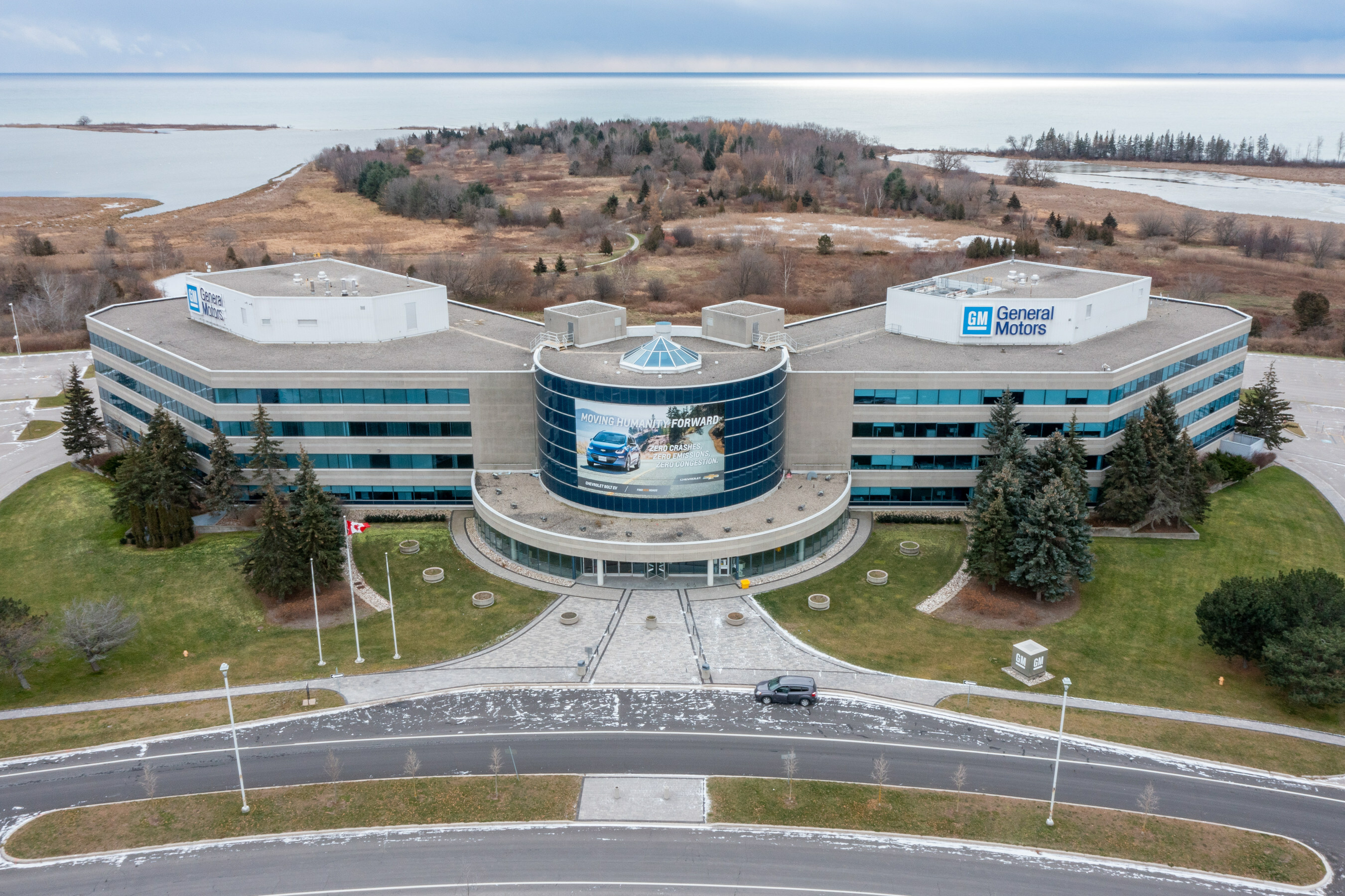 Drone shot of the new OPG Headquarters in Oshawa.