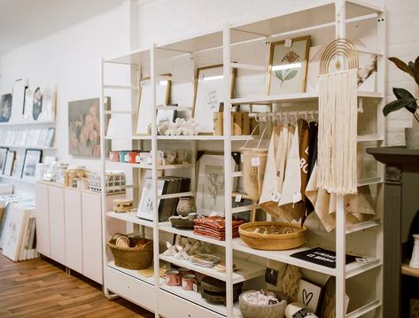 Product shelves at Pink Lemon Decor. 