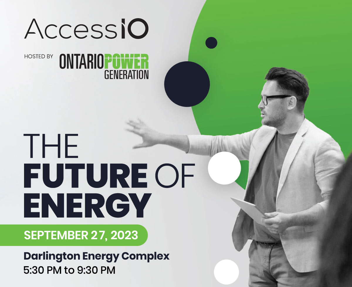 Graphic that reads, "The Future of Energy" with Access IO and Ontario Power Generation logos.