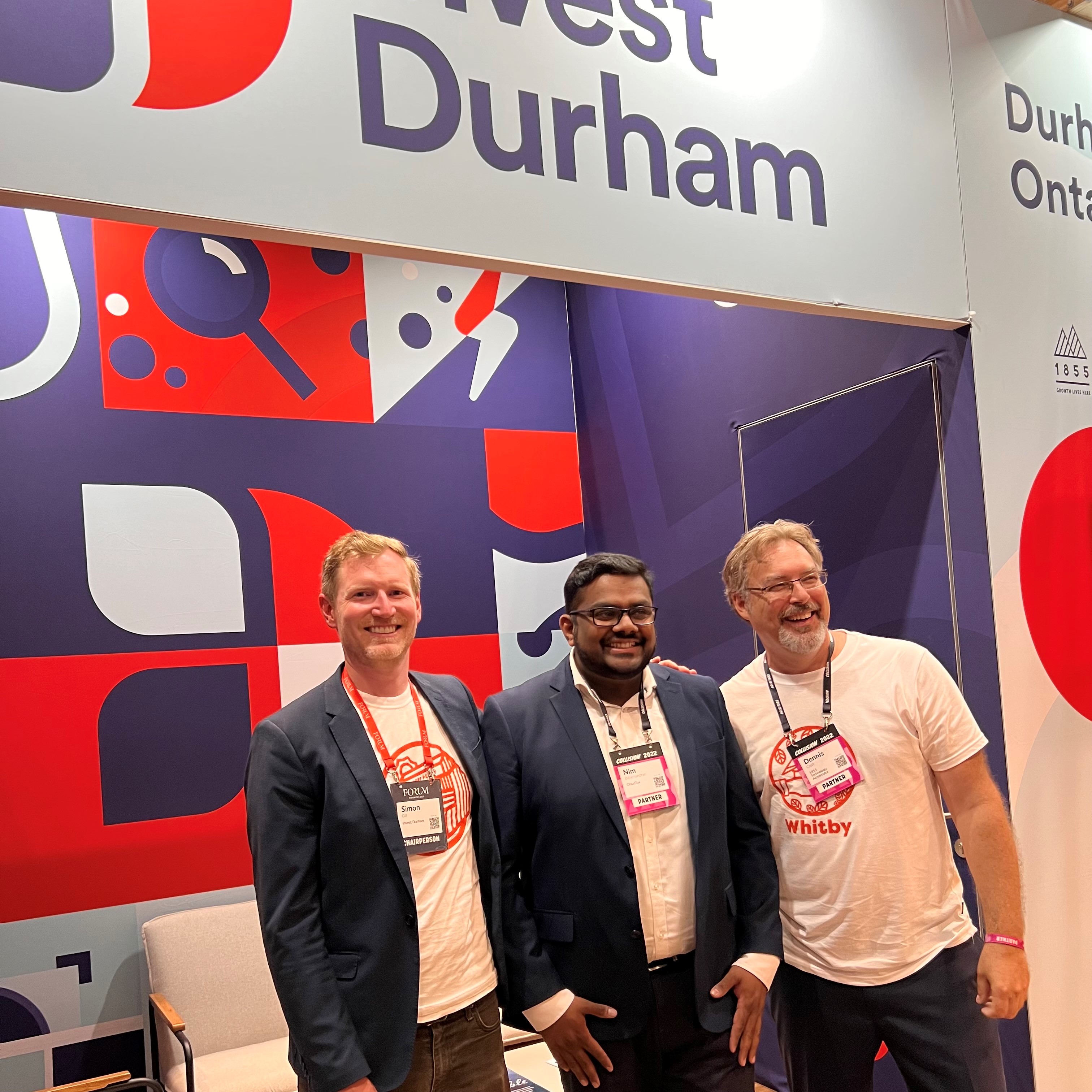 Team shot of CloudTax with Invest Durham and 1855 at Collision Conference.