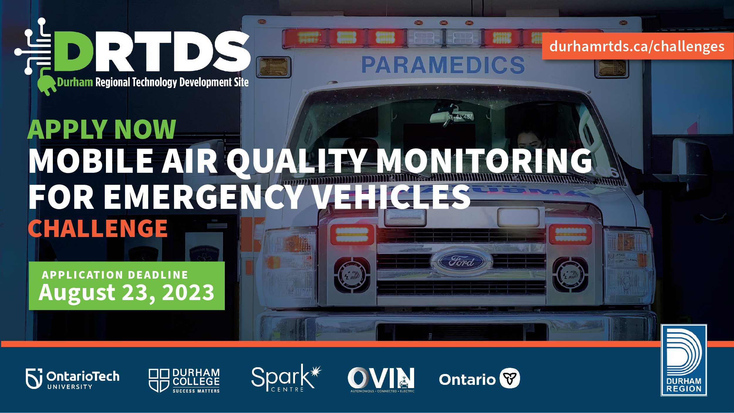 Graphic the reads, "Apply now. Mobile air quality monitoring for emergency vehicles".