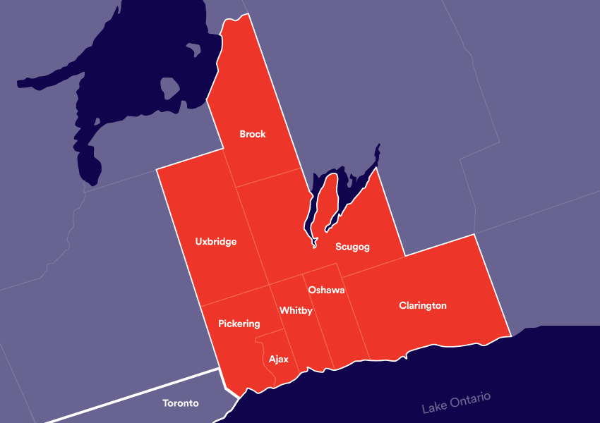 Map of Durham Region.