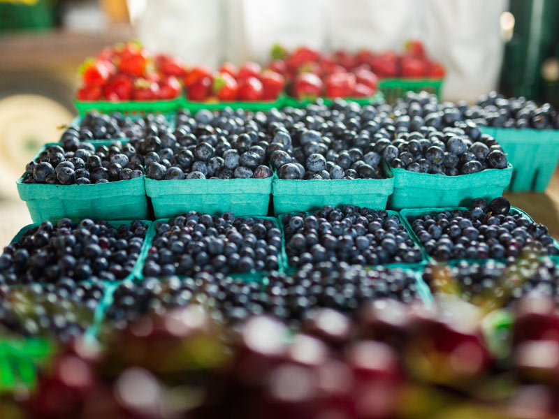 Colourful berries at a market.
