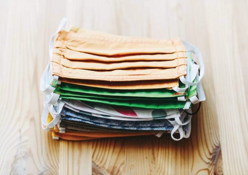 Pile of fabric face masks.