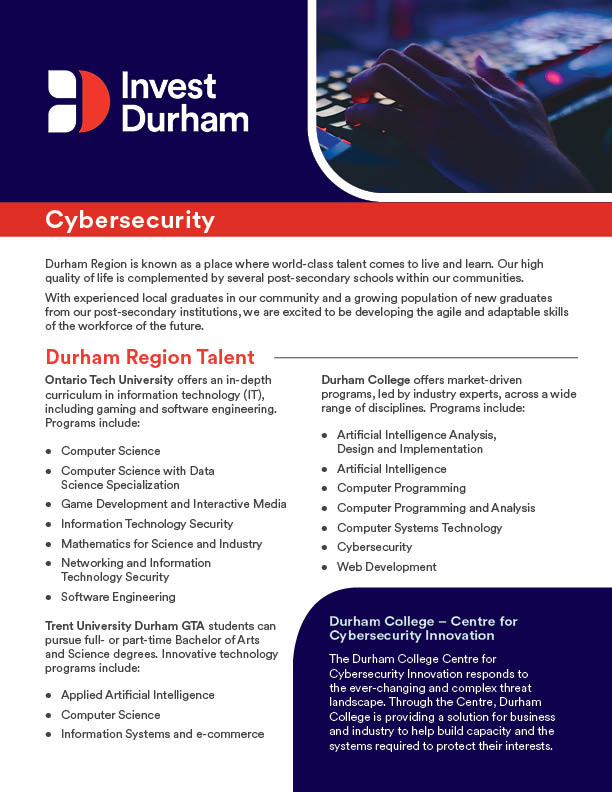 Invest Durham Cybersecurity PDF thumbnail.