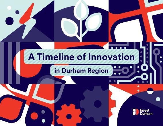 Cover image graphics and text - A Timeline of Innovation in Durham Region