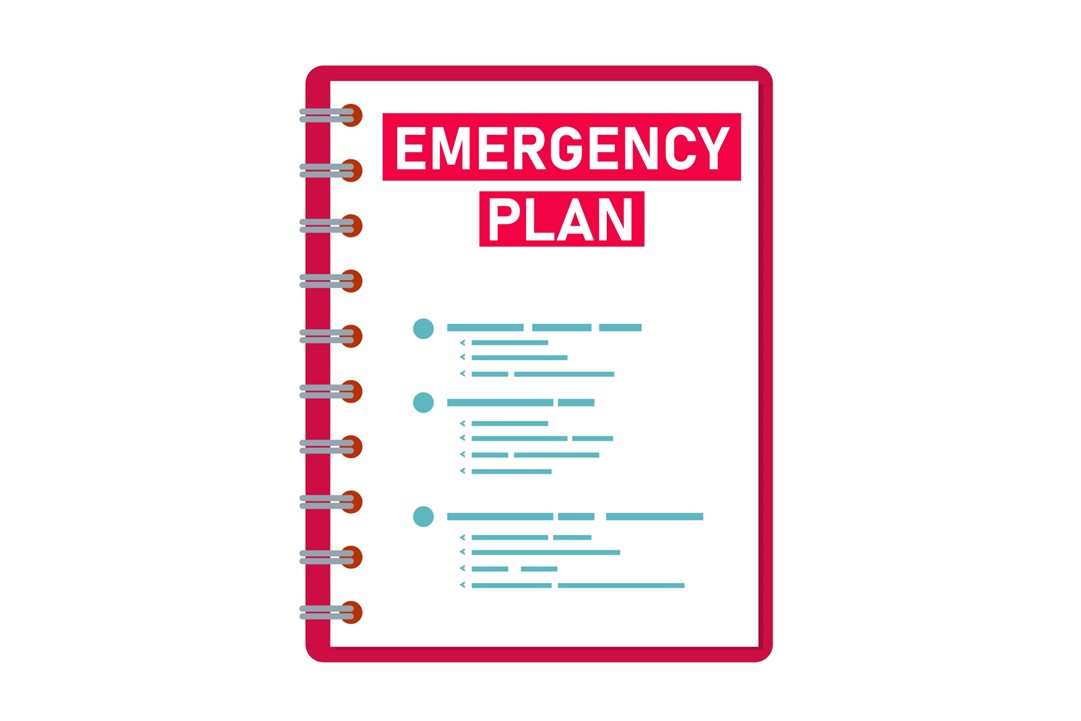 A paper saying Emergency Plan surrounded by a red border