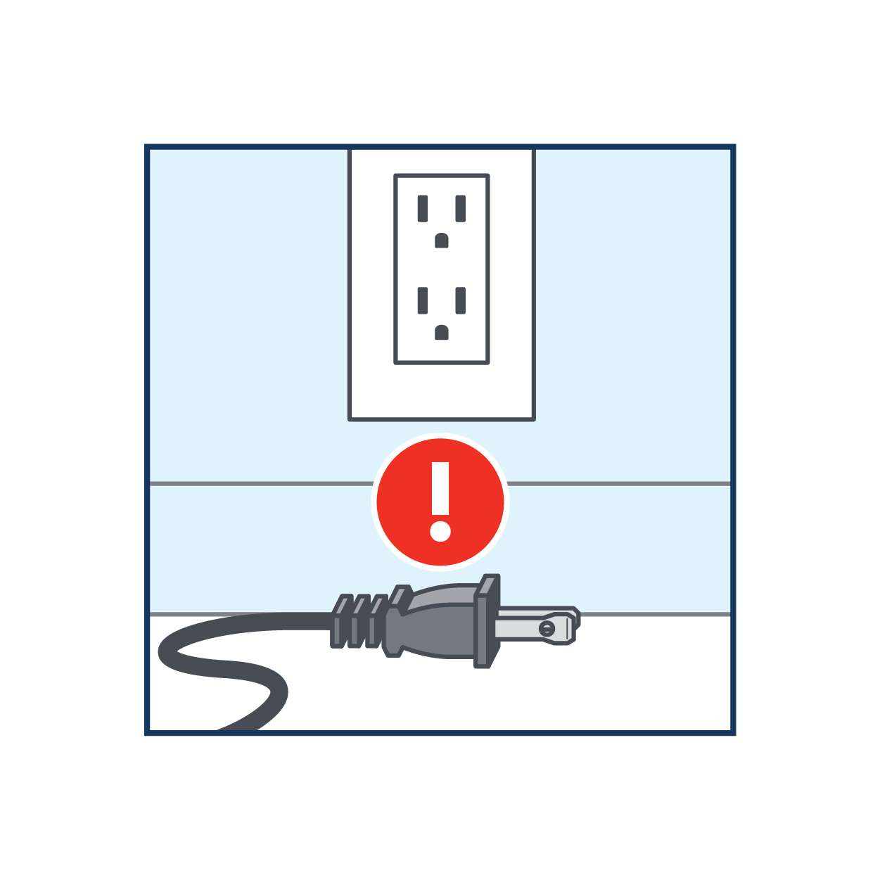 Electrical plug unplugged from wall in water