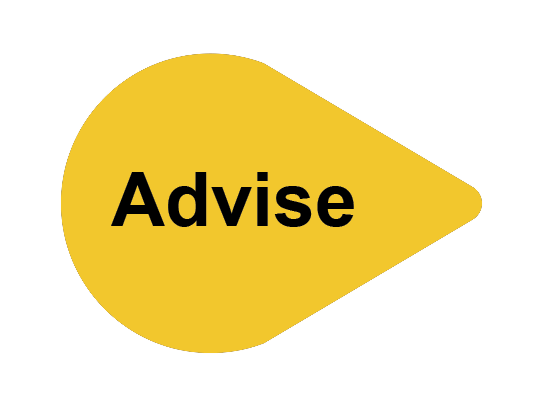 Icon with the word advise
