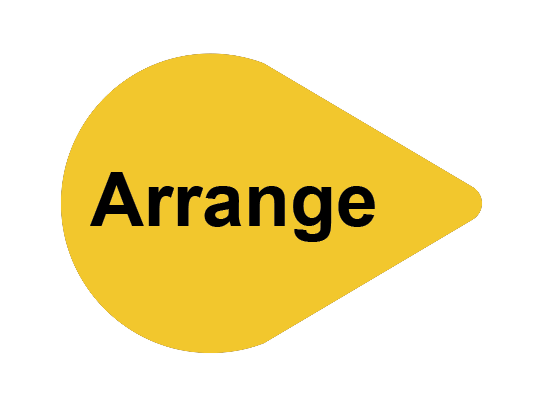 Icon with the word arrange