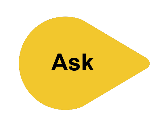 Icon with the word ask