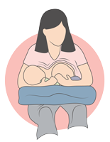 Cradle football hold breastfeeding illustration.
