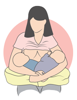 Double cradle hold breastfeeding illustration.