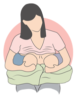 Double football hold breastfeeding illustration.