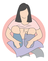 Upright hold breastfeeding illustration.