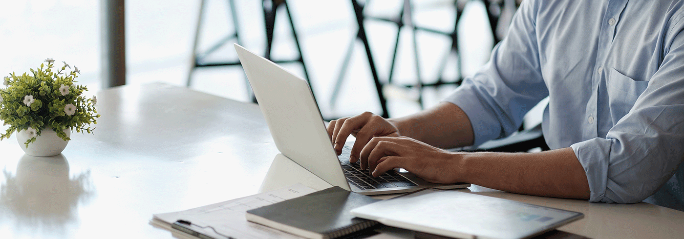 Person working on a laptop