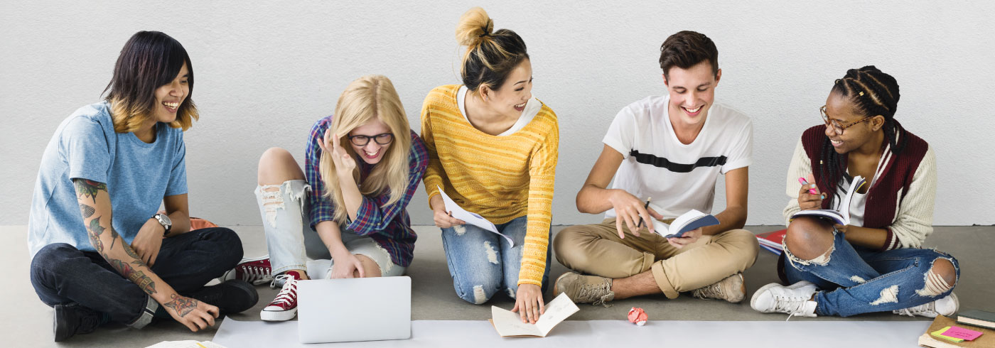 Group of youth collaborating.