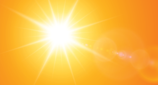 Hot sun in the sky.