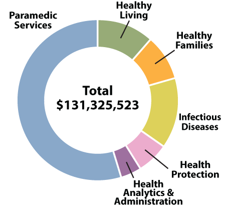 Pie chart showing Health Department expenditures by program.
