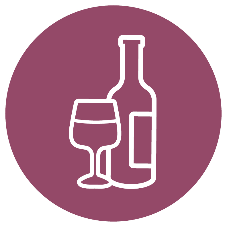 Wine bottle and glass icon