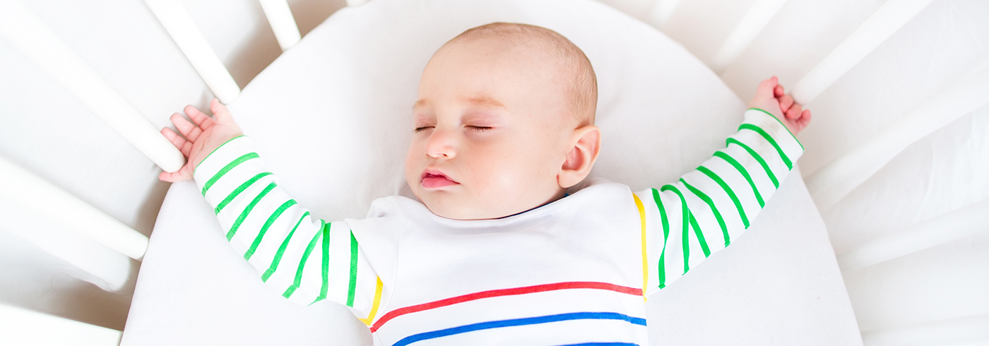 Infant sleeping on his back.