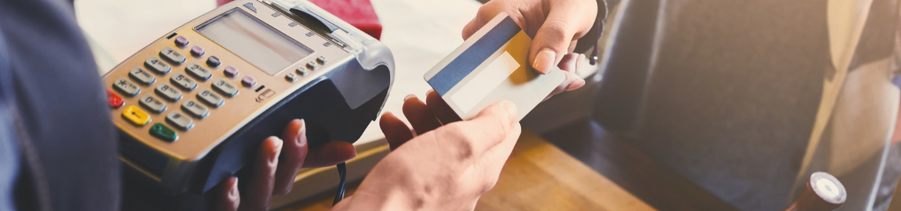 Debit machine terminal at store.