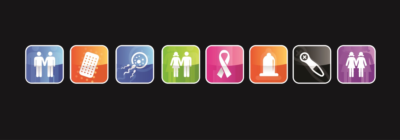 Icons representing sexual health clinic services