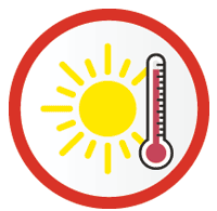 Gauge showing an extended heat warning in effect for Durham Region