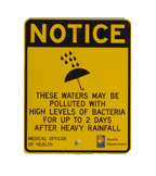 Health Department issued heavy rainfall sign at public beach. Health Department issued heavy rainfall sign at public beach.